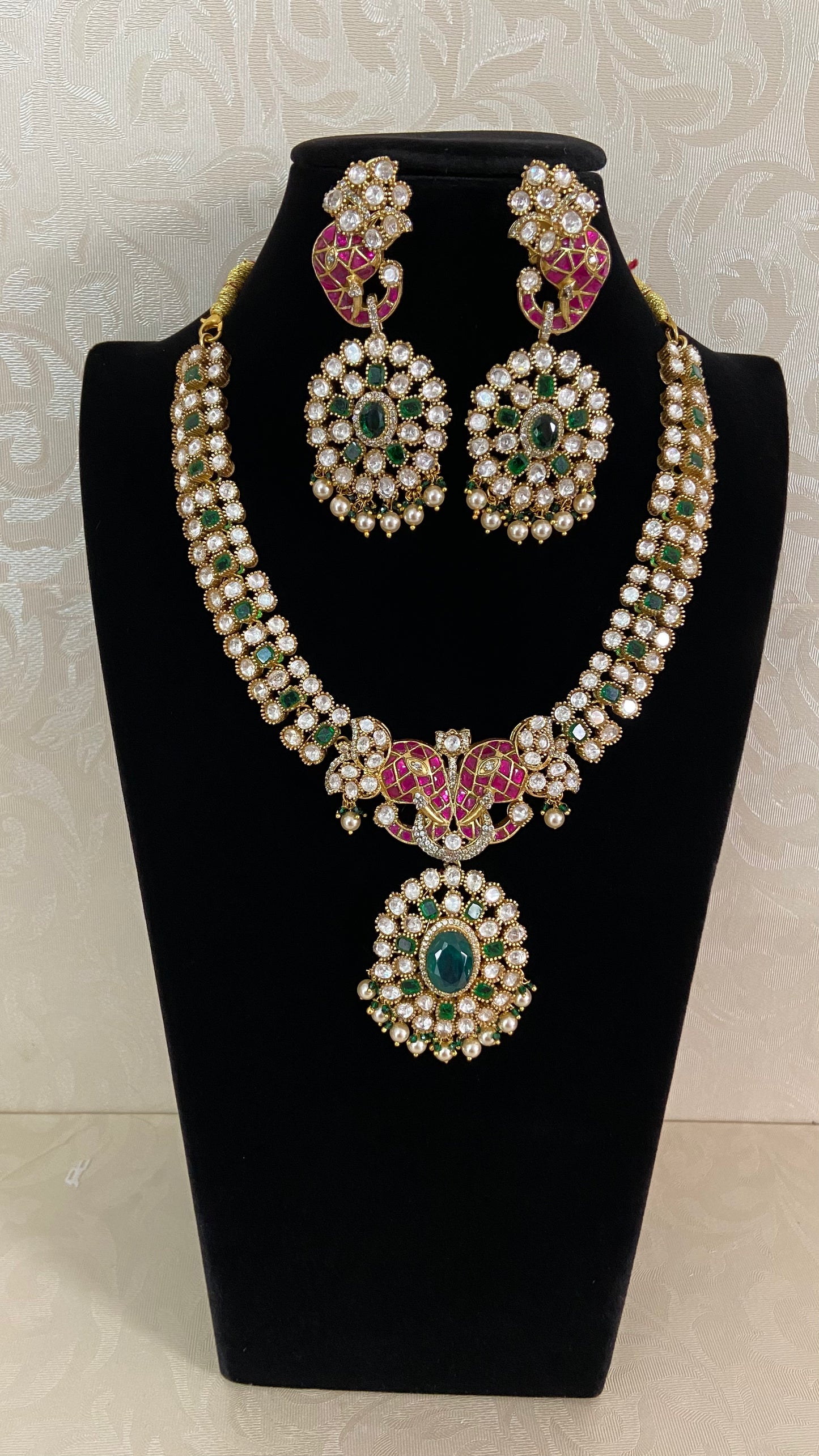 Moissanite Kundan Fusion Necklace Set | Indian Bridal Jewelry In USA