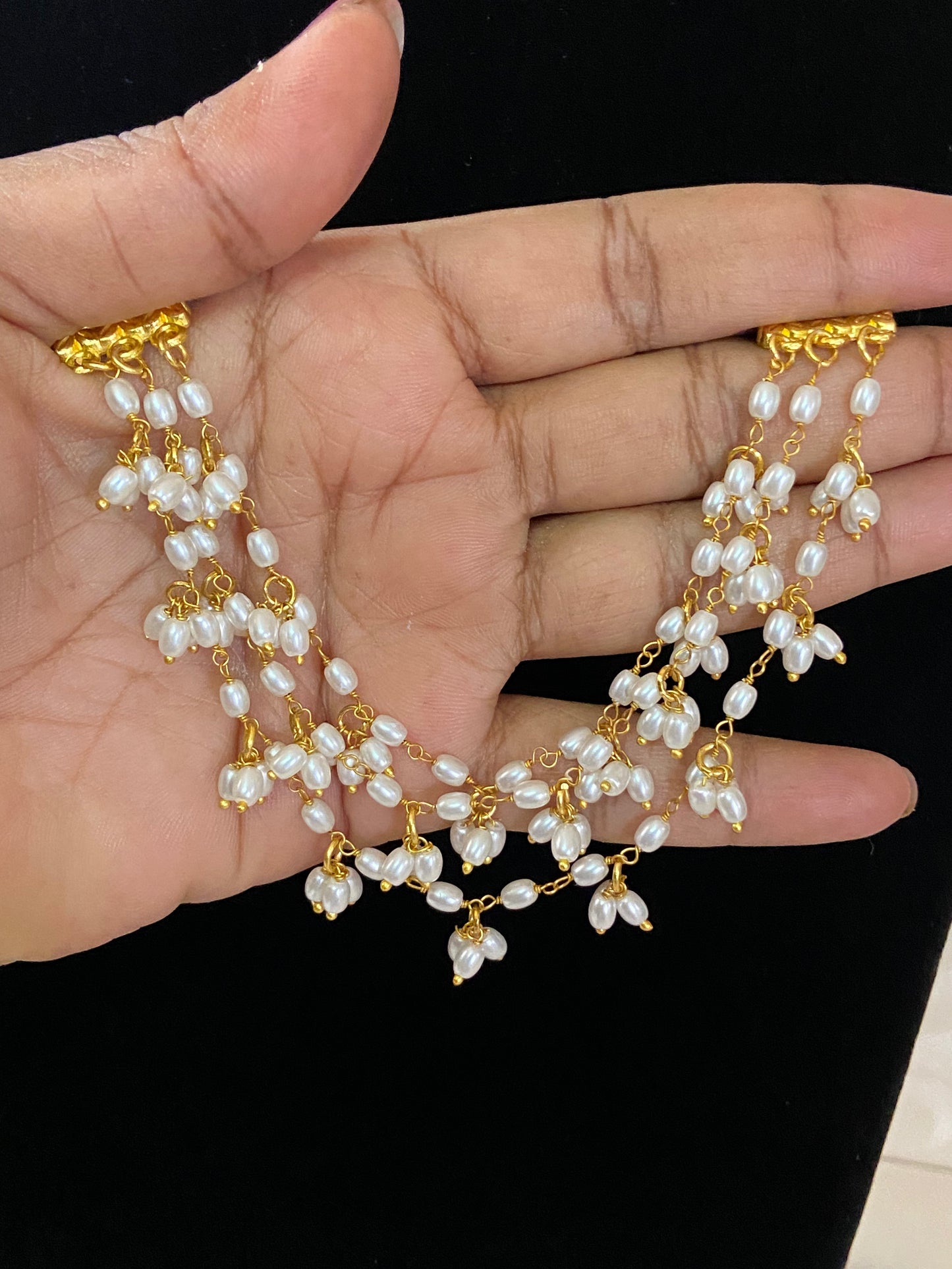 Pearl Champaswaralu | Hair accessories | indian Ear Chains