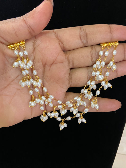 Pearl Champaswaralu | Hair accessories | indian Ear Chains
