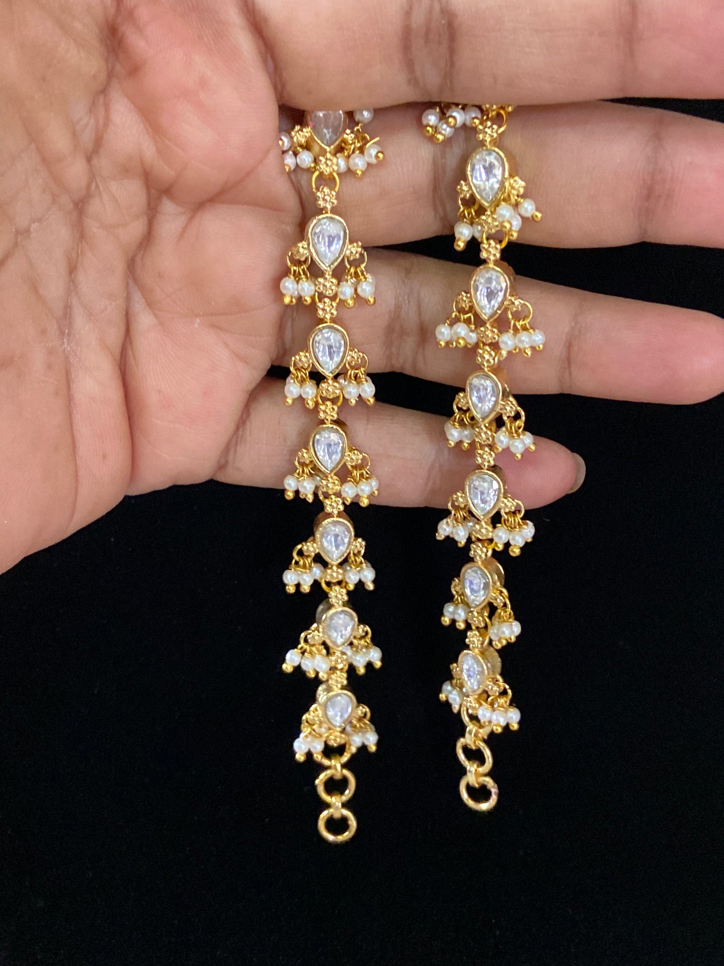 Kundan Pearl Matilu | Indian Ear Chains