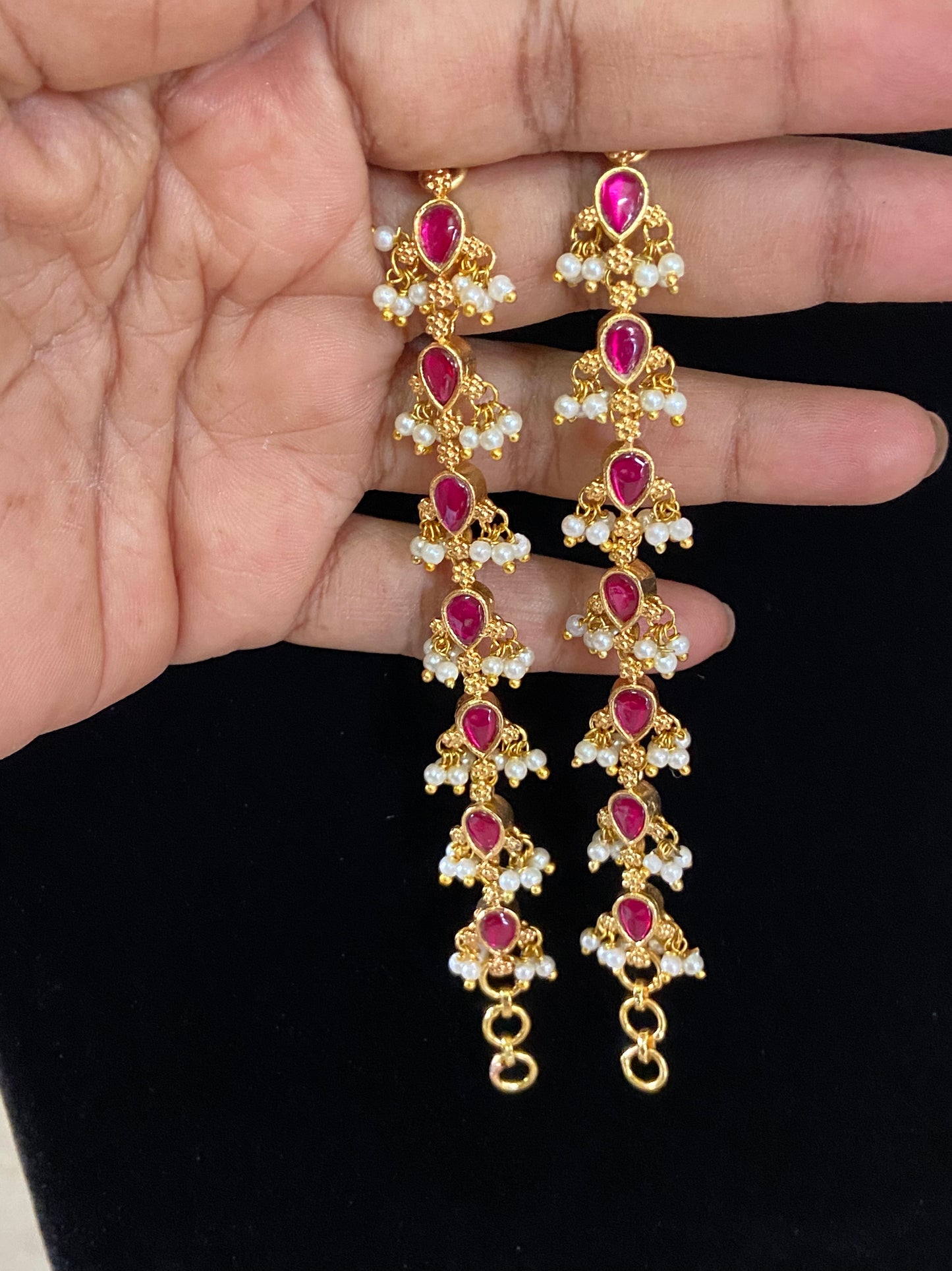 Kundan Pearl Matilu | Indian Ear Chains