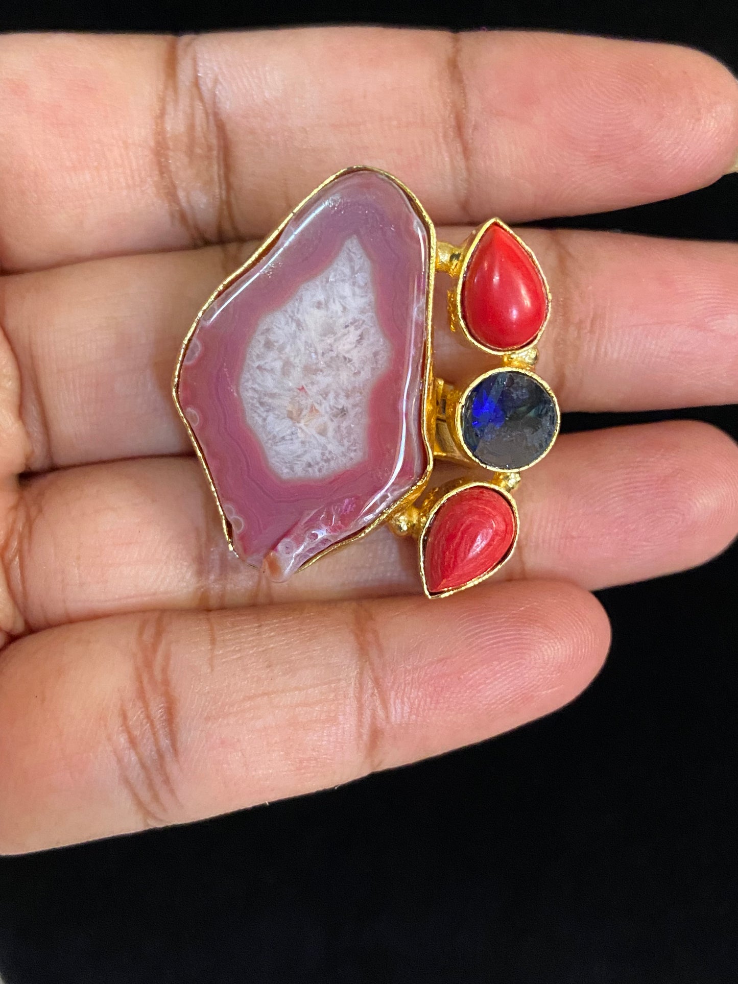 Agate adjustable finger Ring