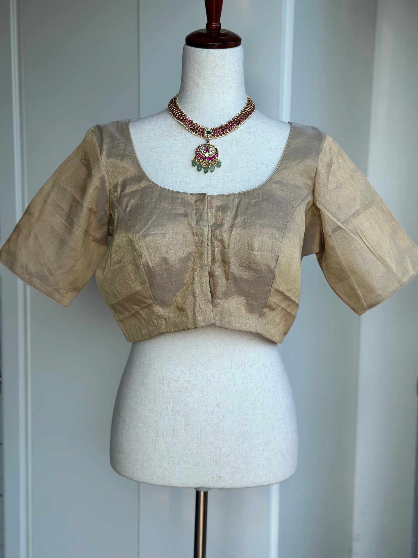DullGolden Tissue Blouse | Boutique blouses