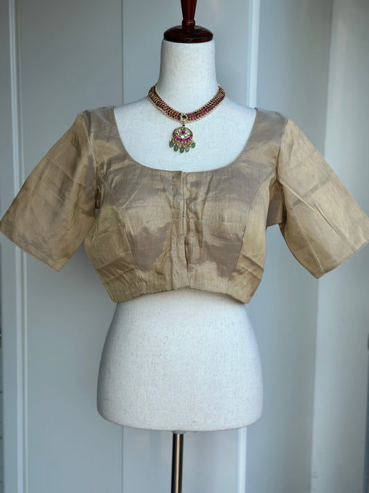 DullGolden Tissue Blouse | Boutique blouses