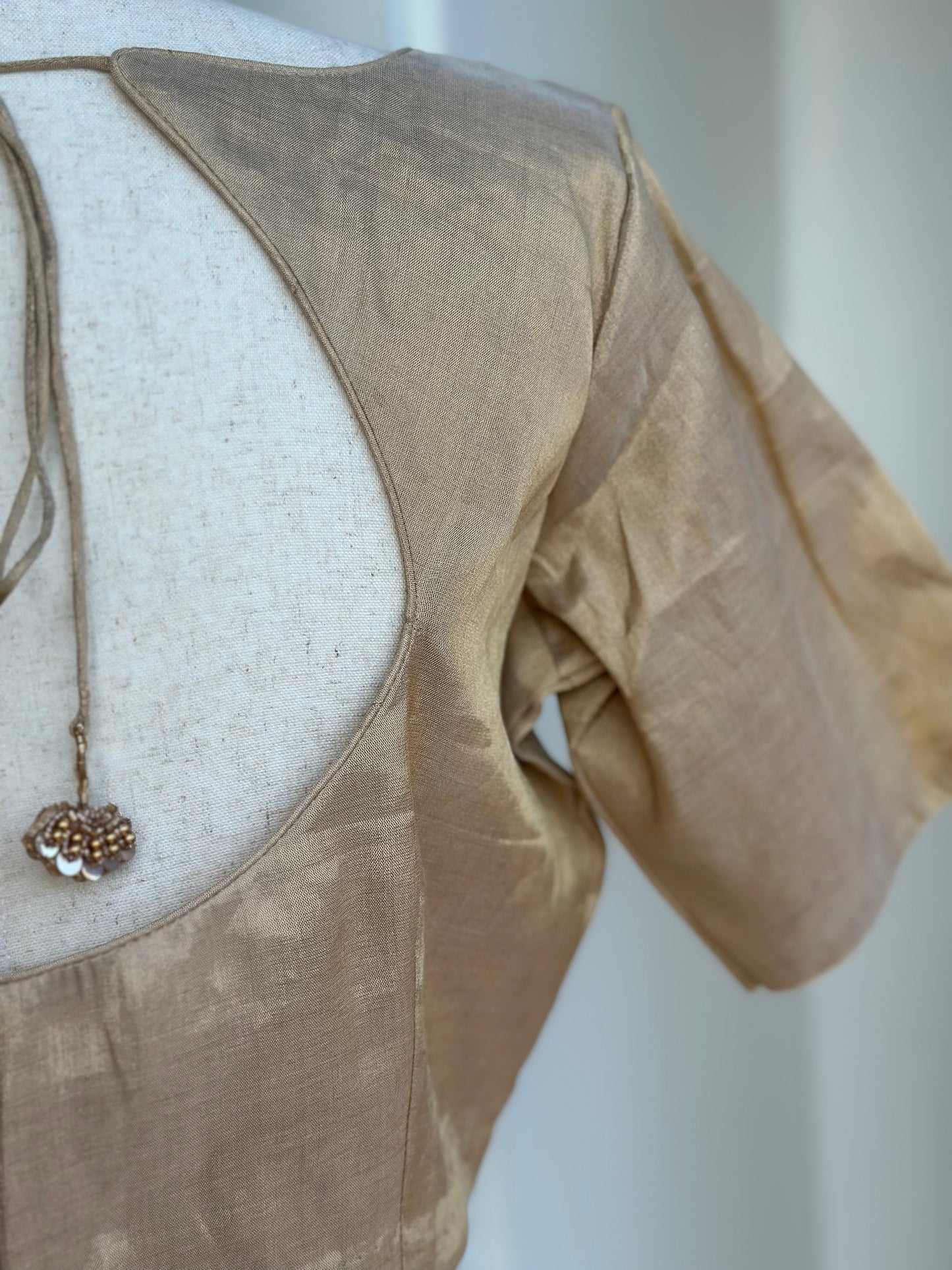 DullGolden Tissue Blouse | Boutique blouses