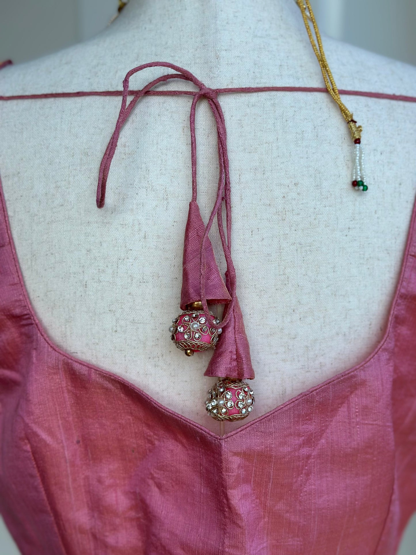 Baby Pink tissue Raw Silk Blouse | Saree blouses in USA | Boutique blouses