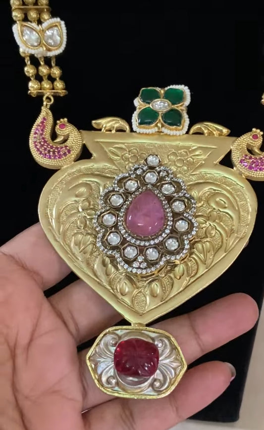 Unique Kundan Necklace | long statement necklace