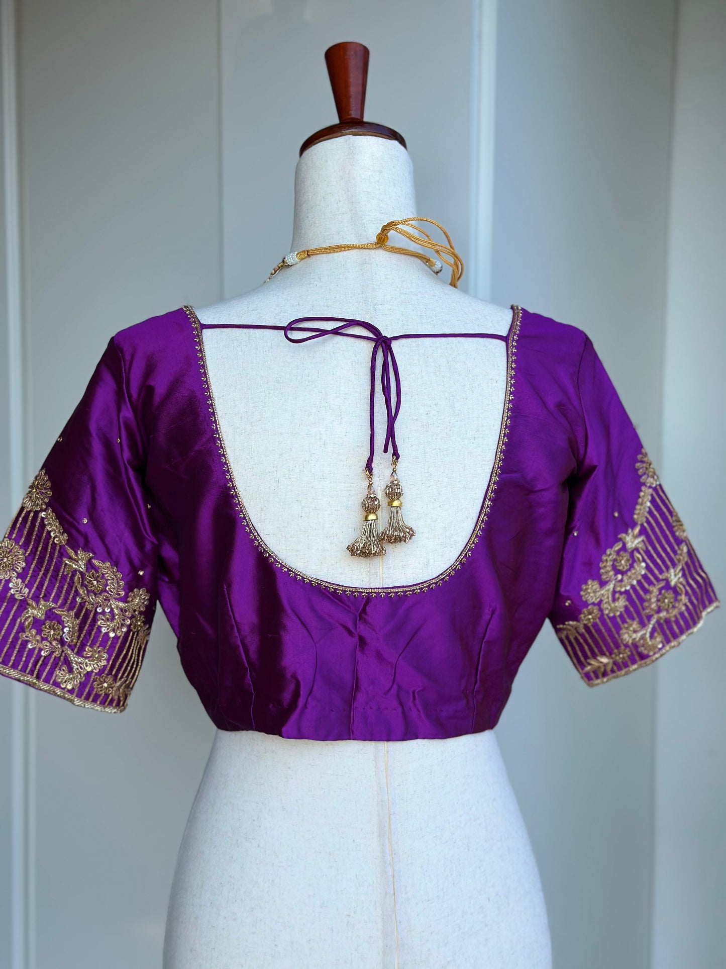 Purple Embroidery Pure Silk Blouse | Readymade embroidery blouses in USA | Bridal blouses in USA