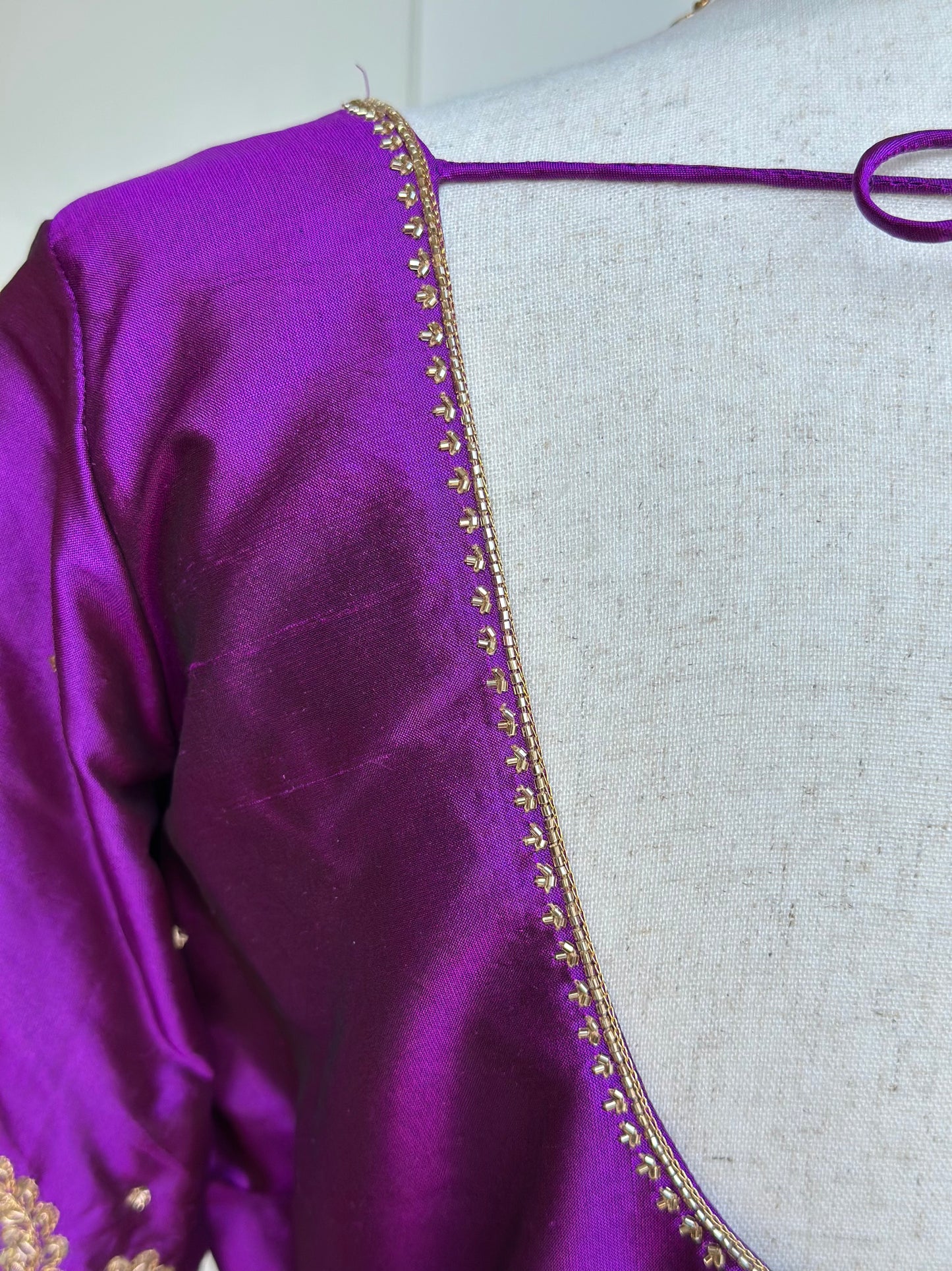 Purple Embroidery Pure Silk Blouse | Readymade embroidery blouses in USA | Bridal blouses in USA
