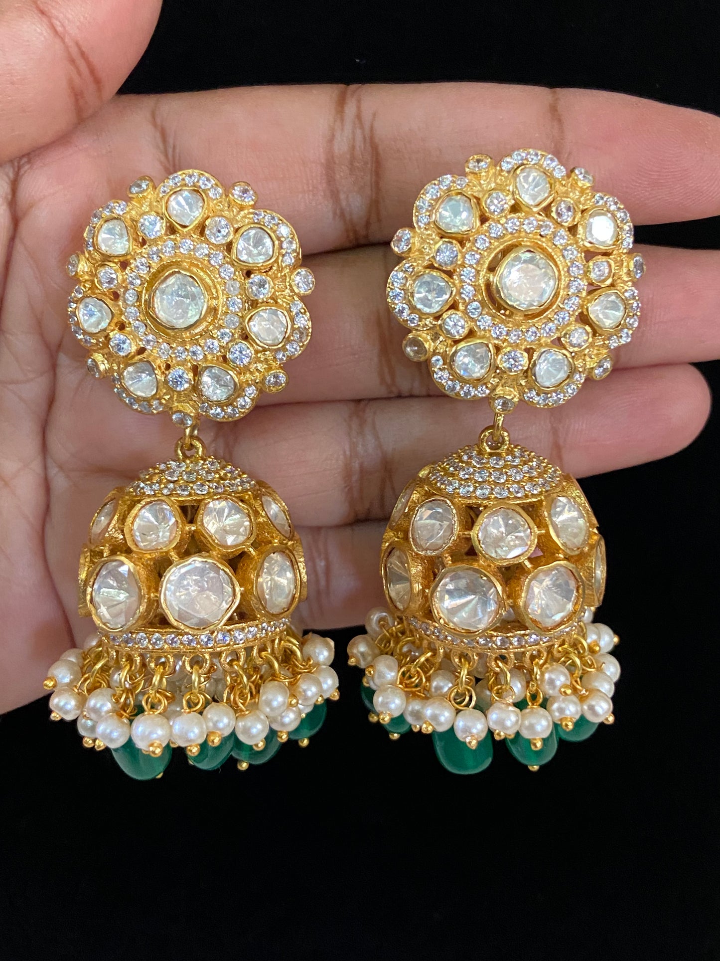 Moissanite  Kundan Jumki | Bridal jewelry