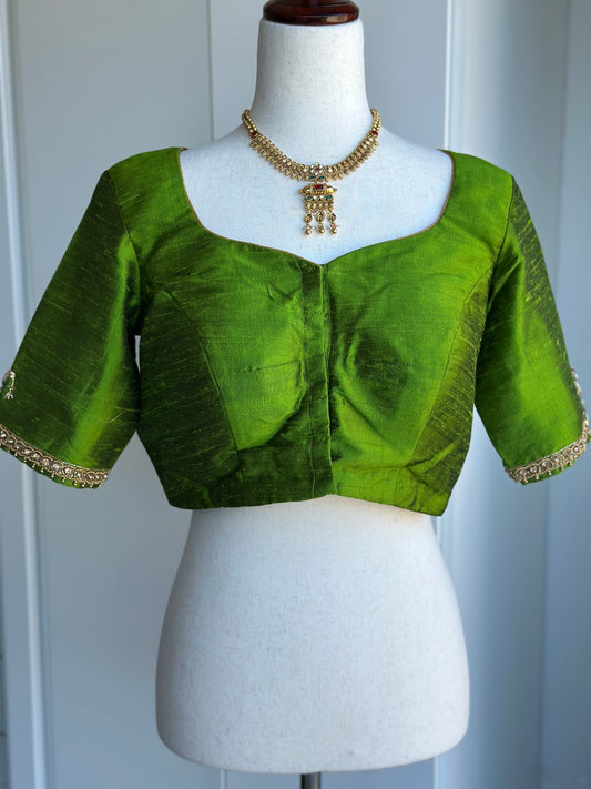 Raw Silk Embroidery Blouse | Saree Blouses in USA