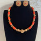 Coral Mala Necklace with Studs | Handmade Jewelry