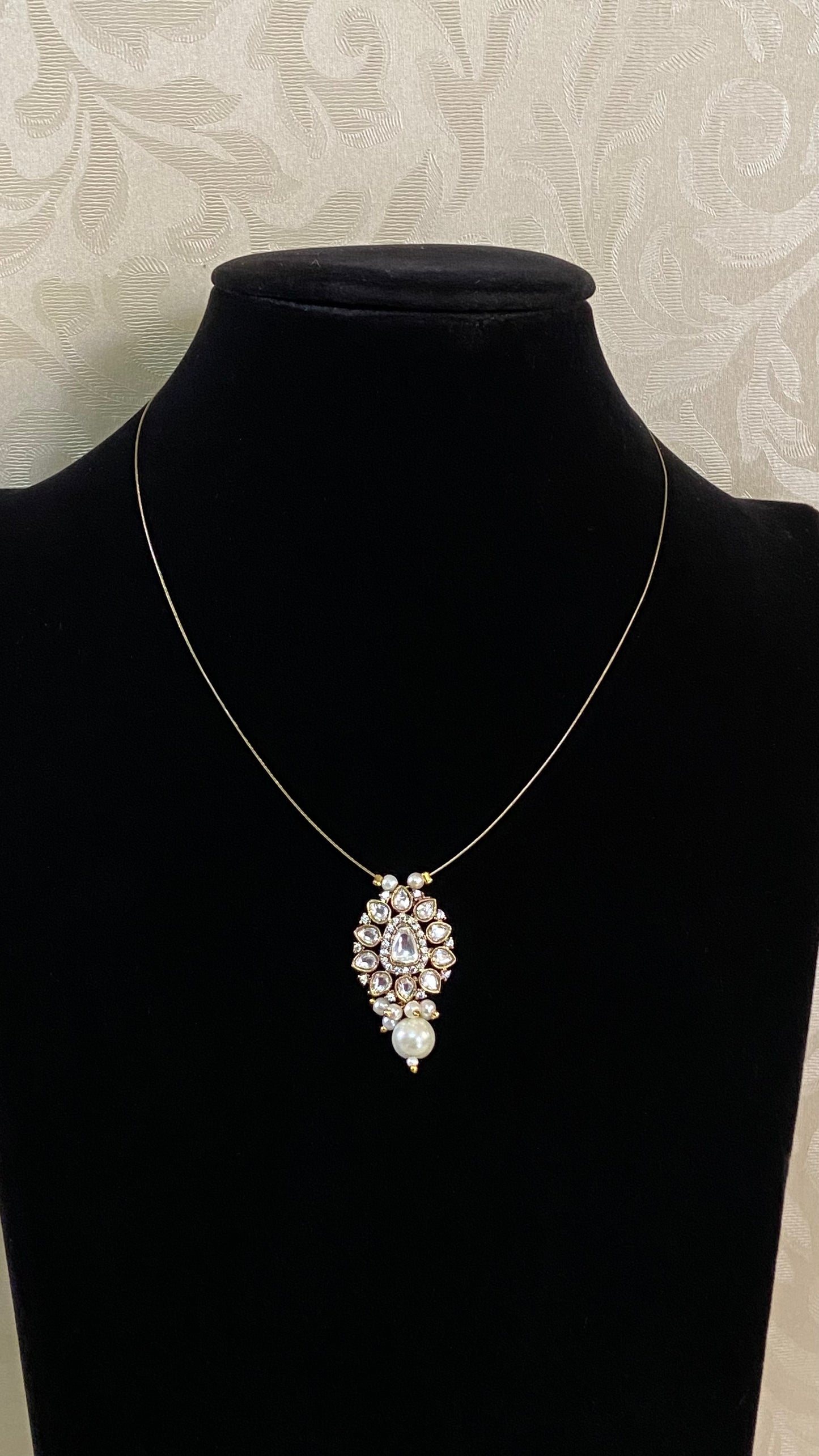 AD Polki Pendant Invisible Necklace | Indian Jewelry In USA