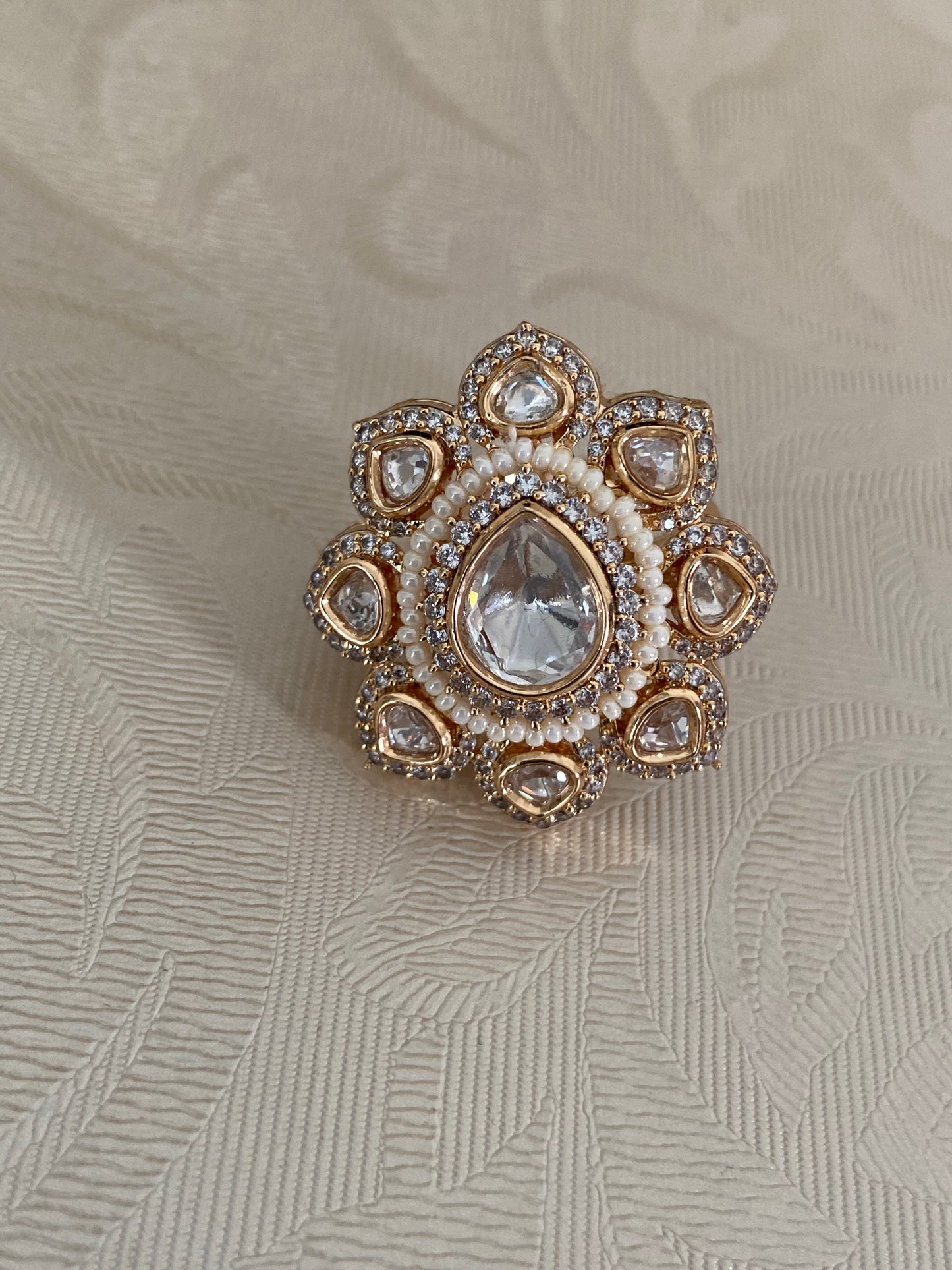 AD Polki Finger Ring | Adjustable Finger Ring