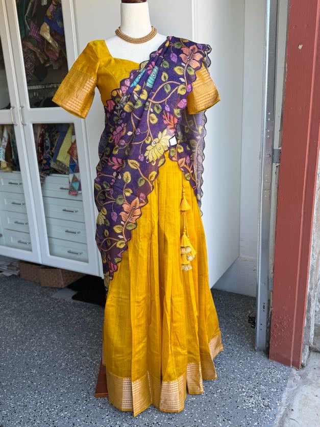 Teens Mangalagiri Handloom Lehanga | Traditional Langa voni | Ethnic Wear Lehanga