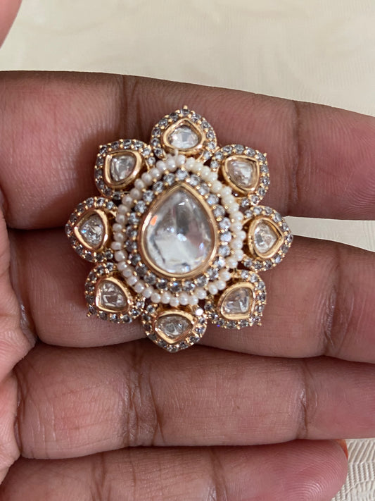 AD Polki Finger Ring | Adjustable Finger Ring