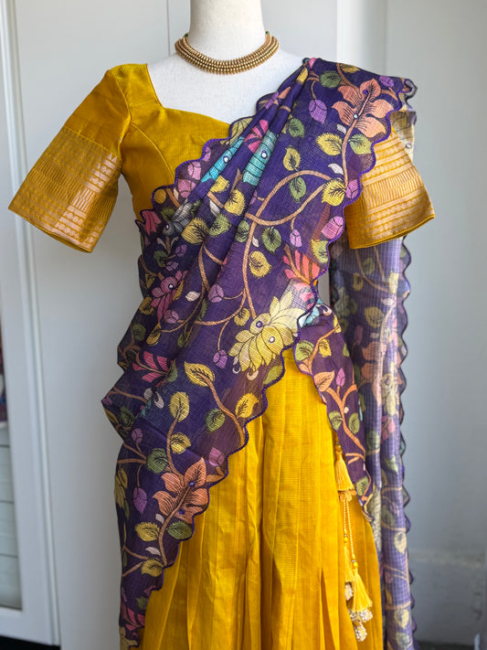 Teens Mangalagiri Handloom Lehanga | Traditional Langa voni | Ethnic Wear Lehanga