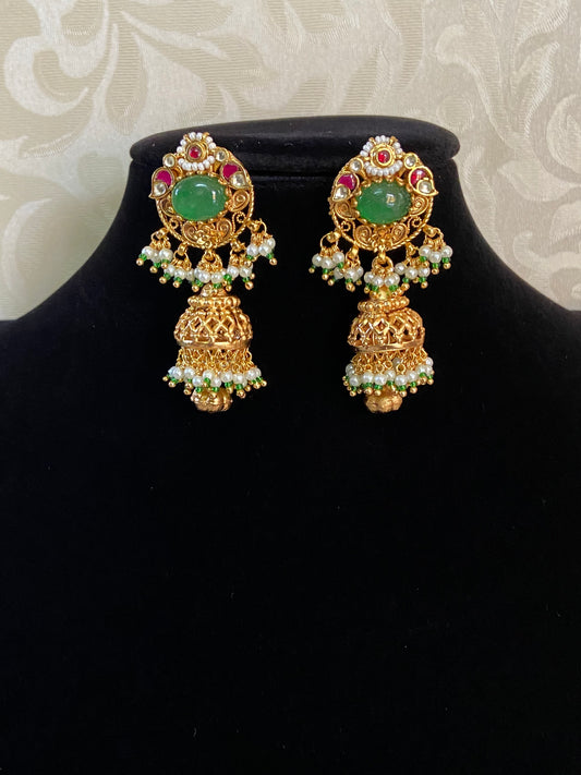 Antique Kundan Jumki Earrings | Traditional Jumkis|  Ahmadabadi Kundan jewelry