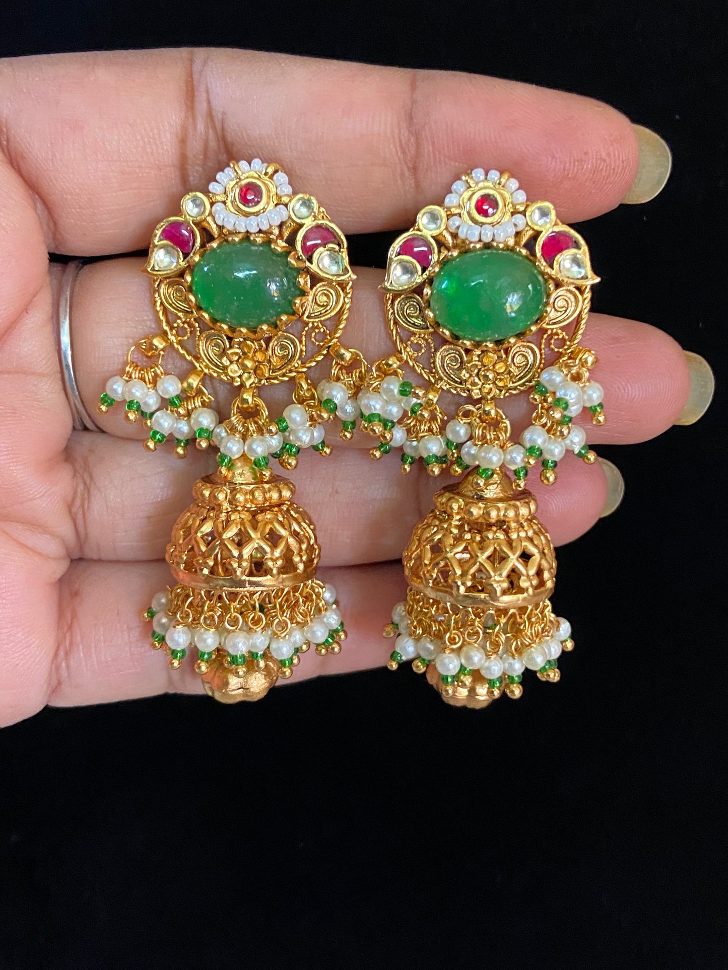 Antique Kundan Jumki Earrings | Traditional Jumkis|  Ahmadabadi Kundan jewelry
