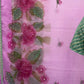 Pinkish purple Organza Handwork Saree