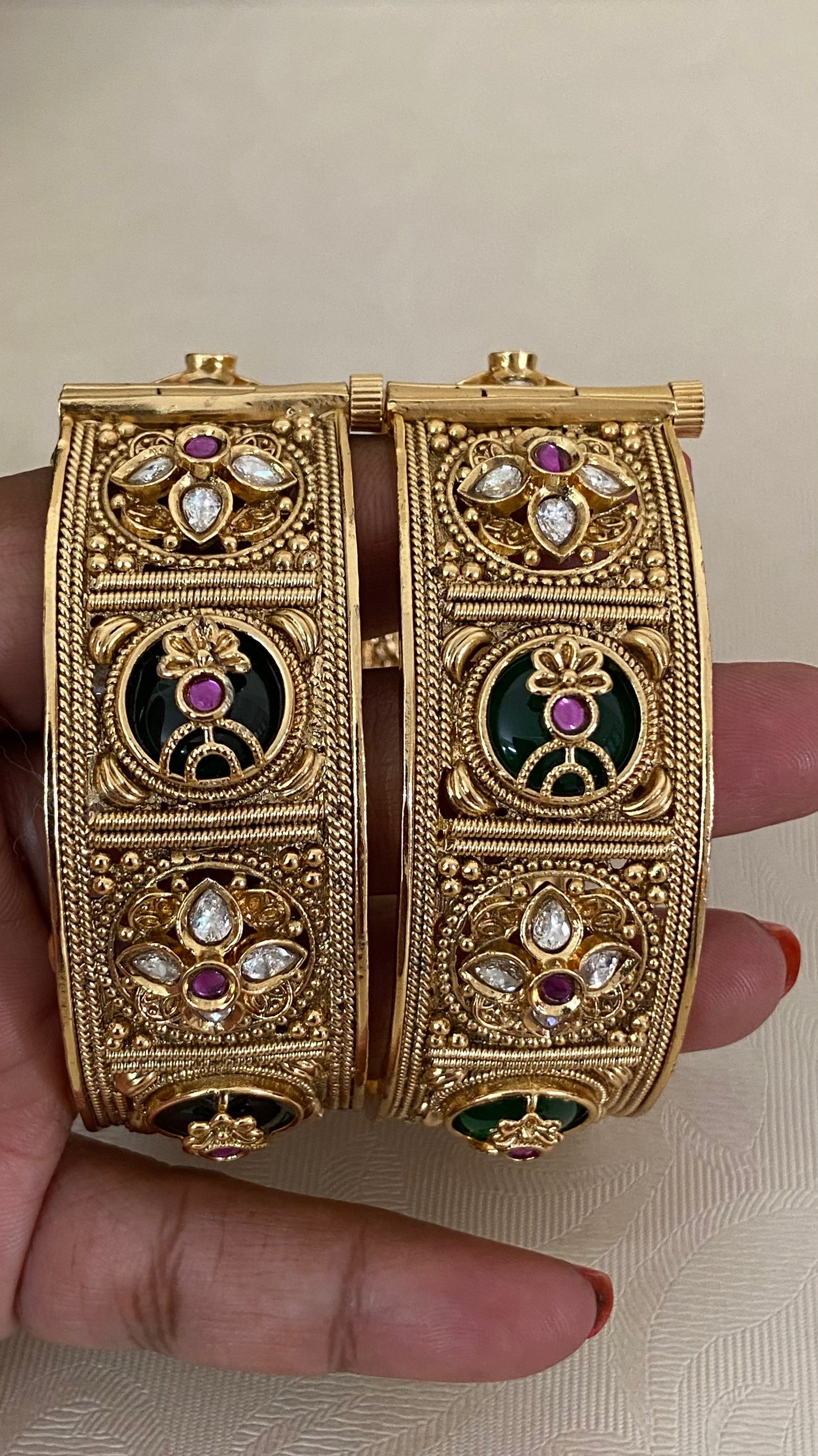 Antique Polki Kundan Openable Bangles | Wedding Wear Kadas