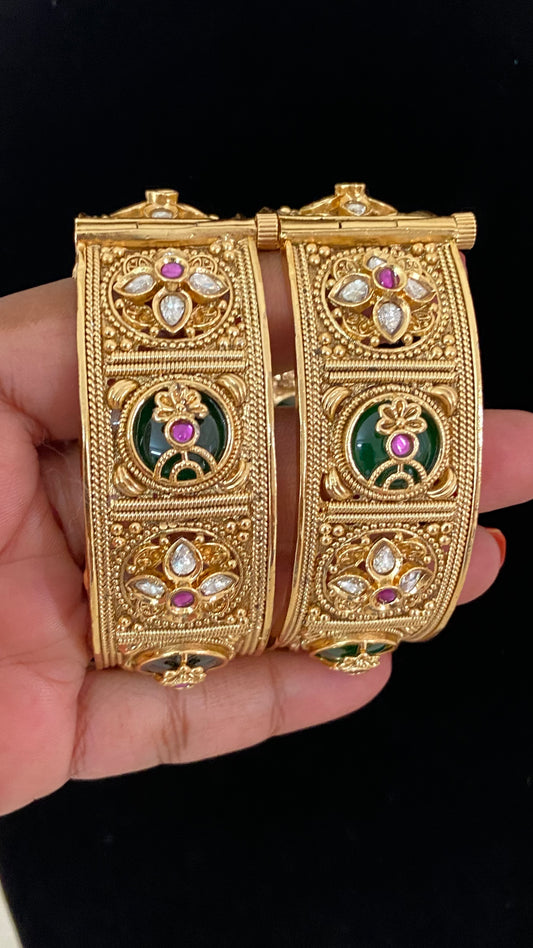 Antique Polki Kundan Openable Bangles | Wedding Wear Kadas