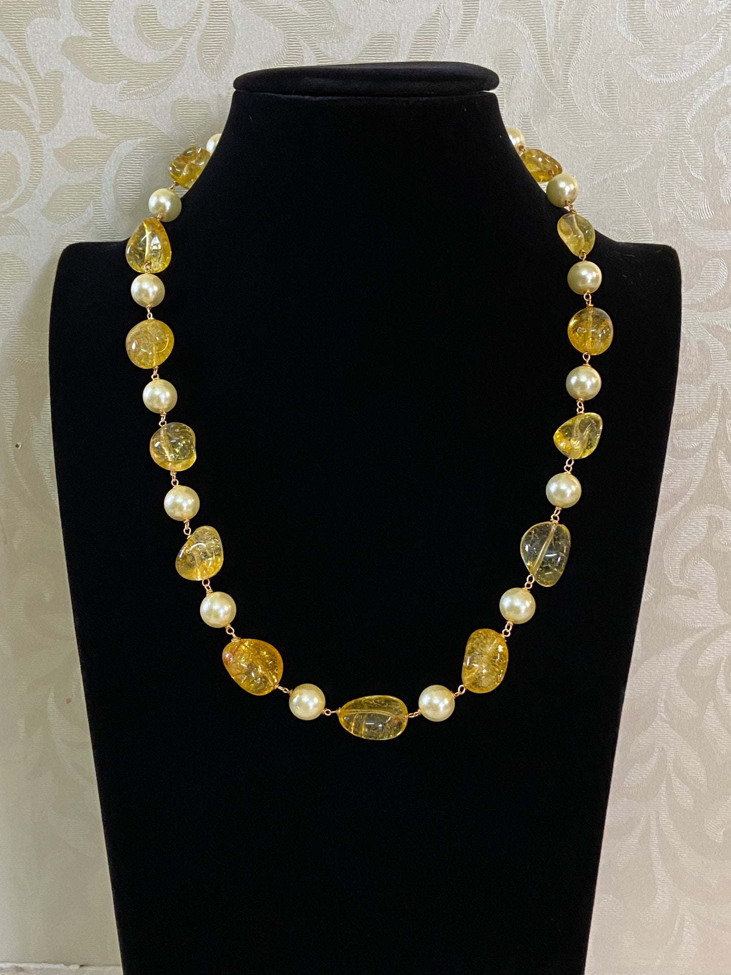 Simple Pearl & quartz stones Necklace |Indian Beads Necklace  | Gift Idea