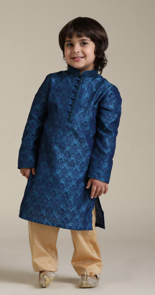 Boys Blue Embroidered Kurta Set