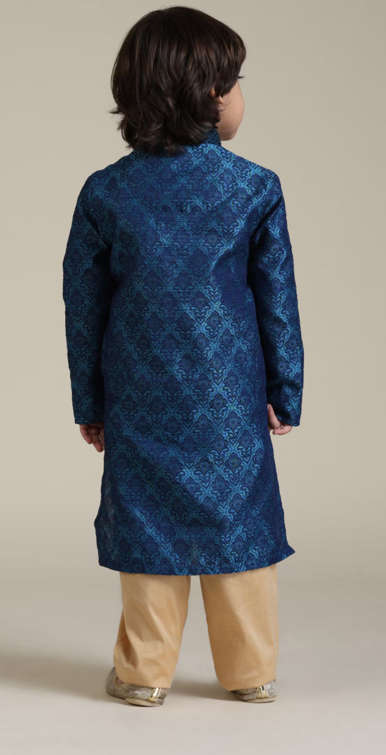 Boys Blue Embroidered Kurta Set