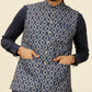 Dark Blue Medallion Printed Nehru Jacket