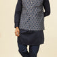 Dark Blue Medallion Printed Nehru Jacket