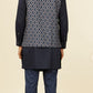 Dark Blue Medallion Printed Nehru Jacket