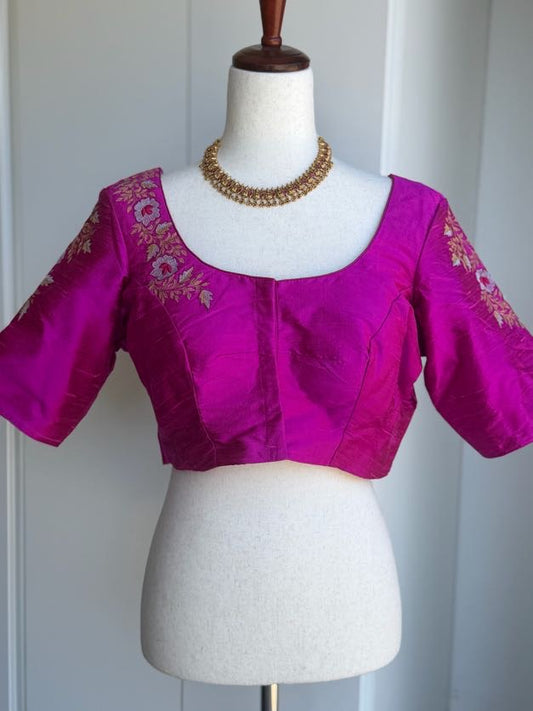 Pure Raw Silk  Embroidery Blouse | Saree Blouses in USA