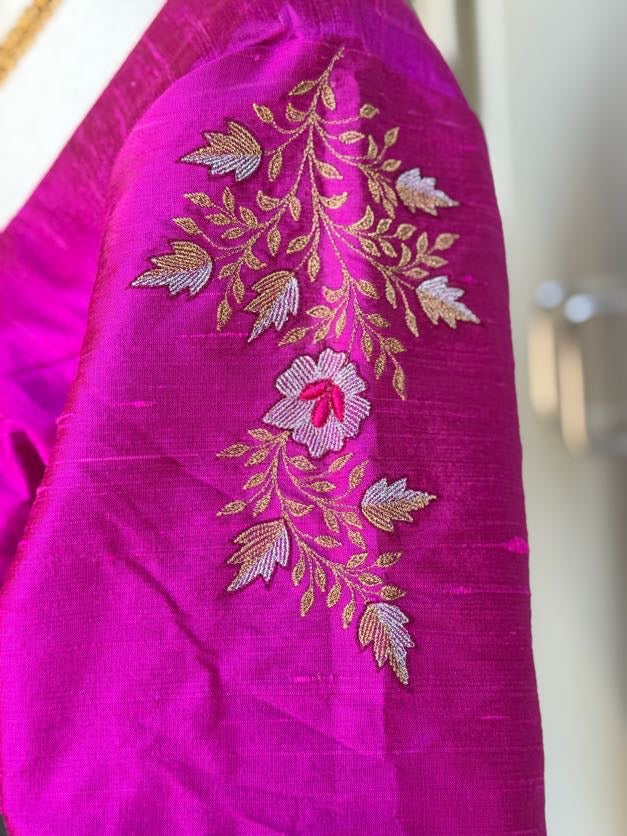 Pure Raw Silk  Embroidery Blouse | Saree Blouses in USA