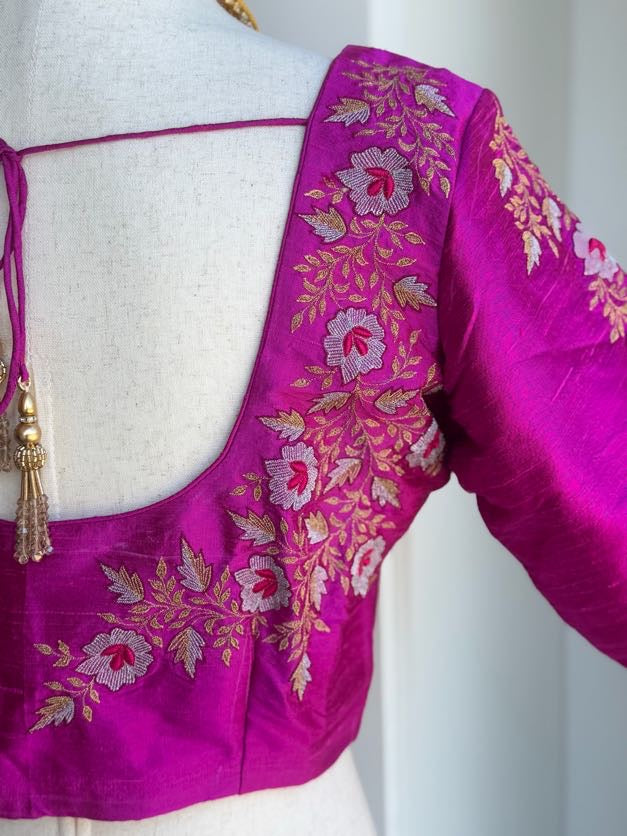 Pure Raw Silk  Embroidery Blouse | Saree Blouses in USA