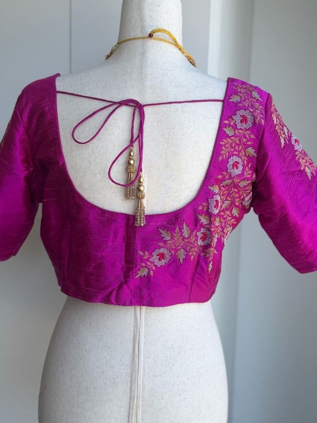 Pure Raw Silk  Embroidery Blouse | Saree Blouses in USA