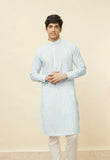 Aqua Blue Bel Buti Printed Kurta