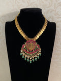 Jadau Kundan Lakshmi Pendant Kasula Necklace | Traditional Jewelry In USA