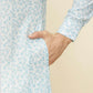 Aqua Blue Bel Buti Printed Kurta