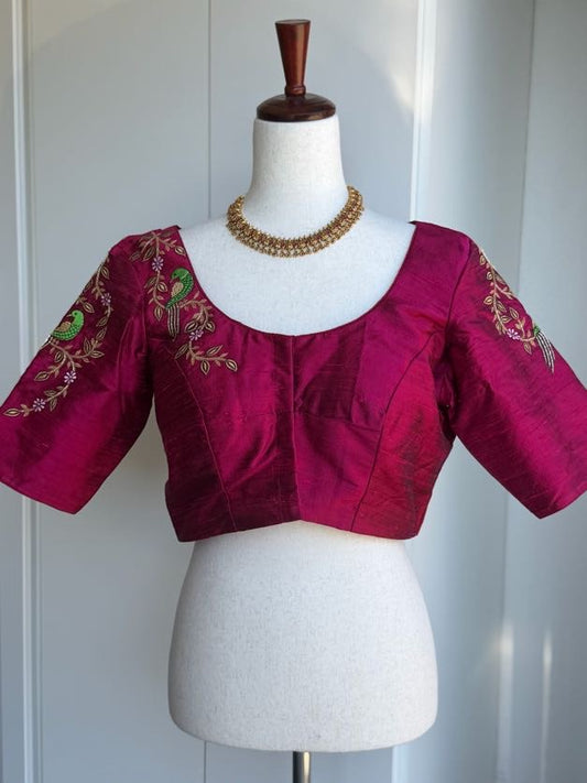 Raw Silk Embroidery Blouse | Saree Blouses in USA