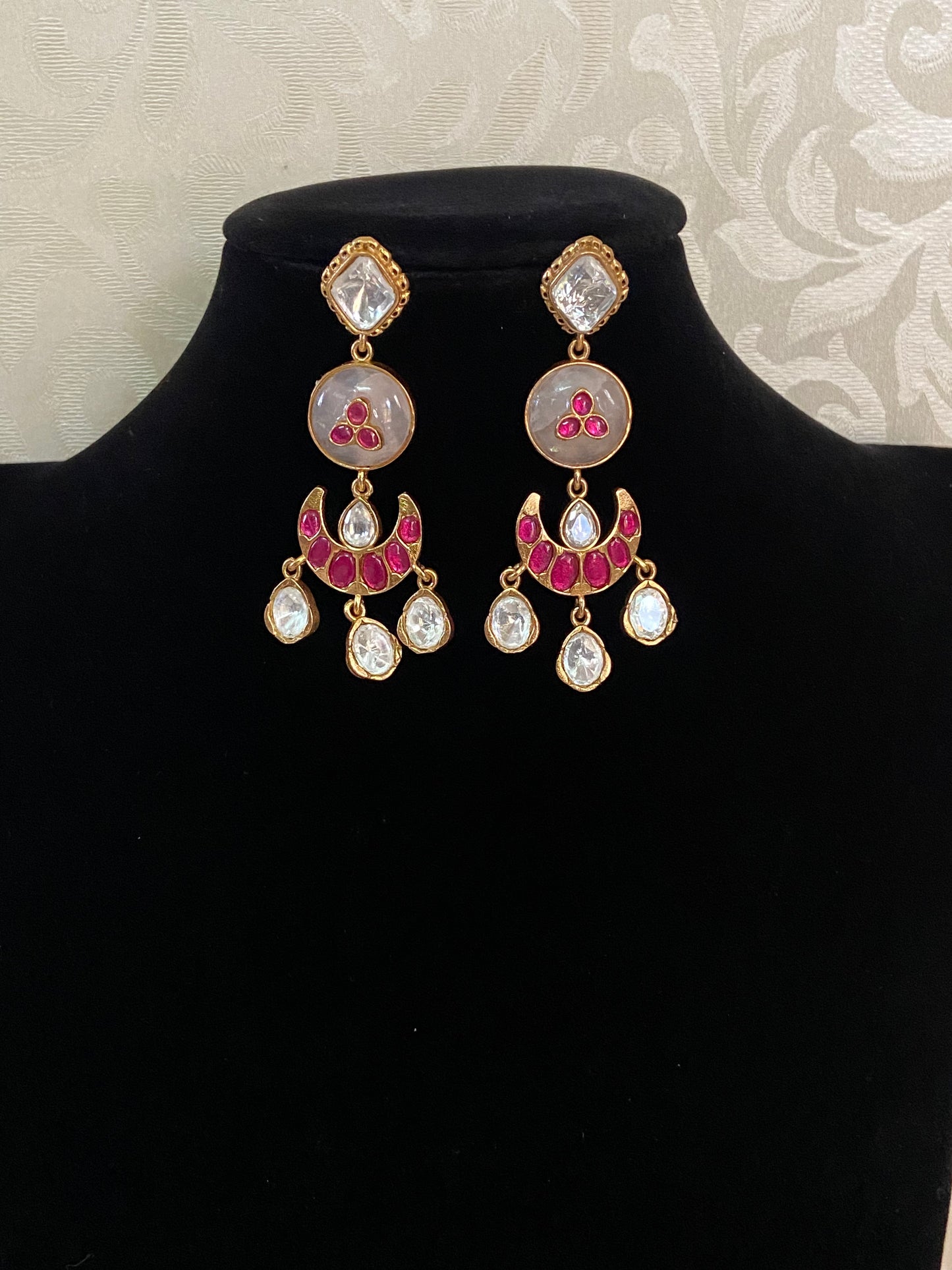 Semi Precious  Kundan Earrings