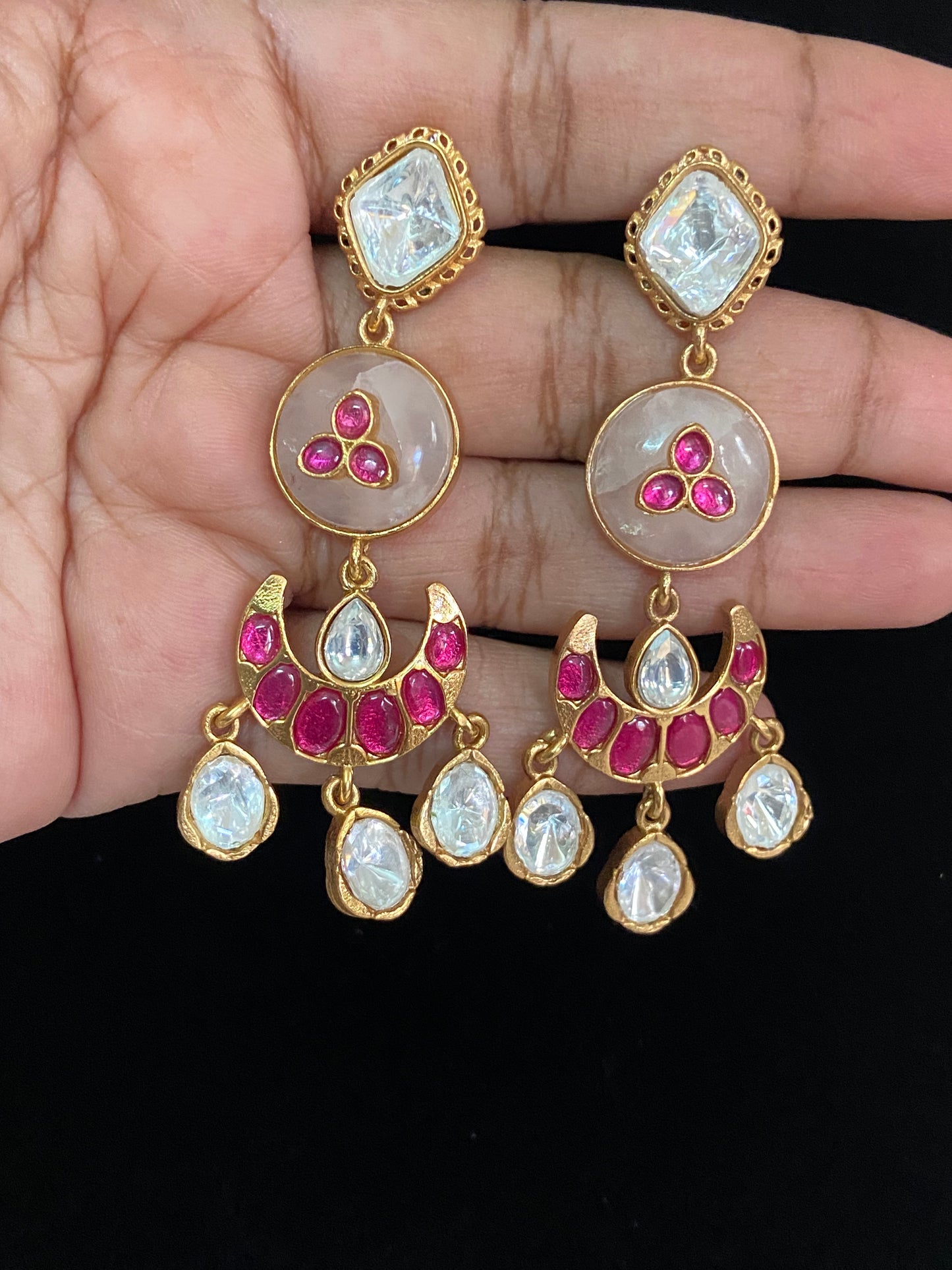 Semi Precious  Kundan Earrings