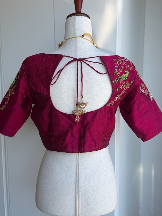 Raw Silk Embroidery Blouse | Saree Blouses in USA