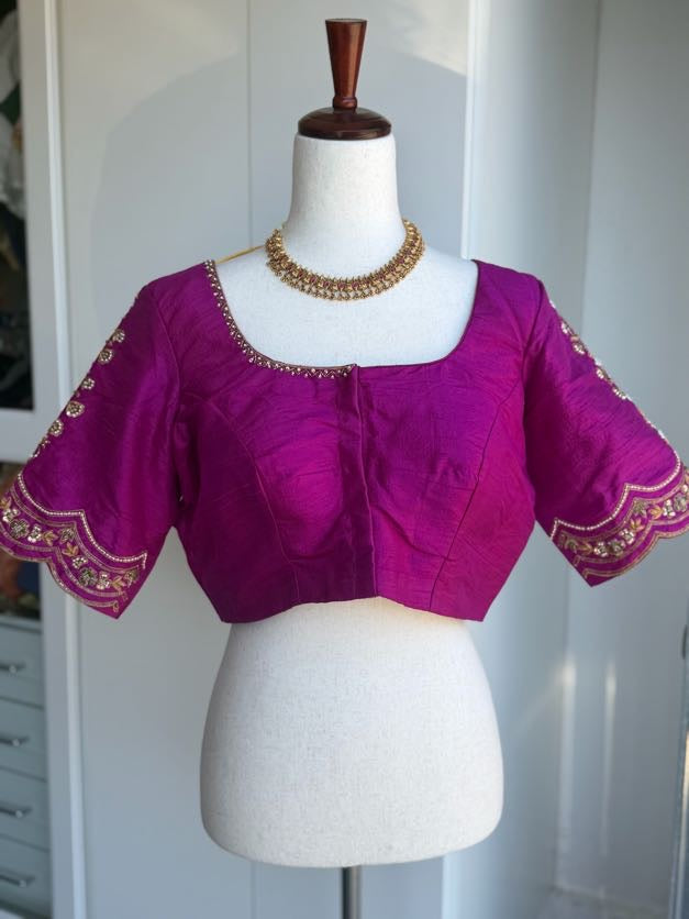 Raw Silk Embroidery Blouse | Saree Blouses in USA