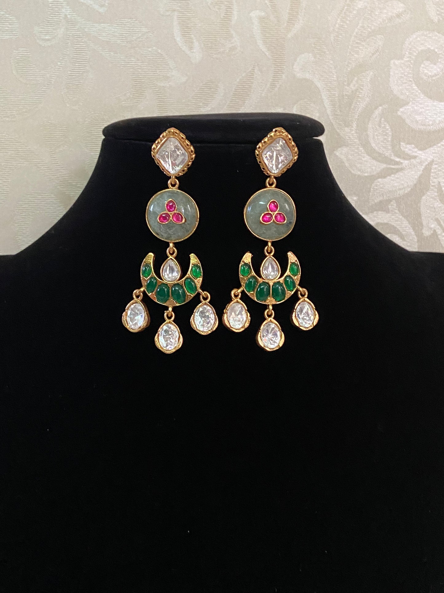 Semi Precious  Kundan Earrings