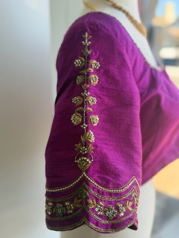Raw Silk Embroidery Blouse | Saree Blouses in USA