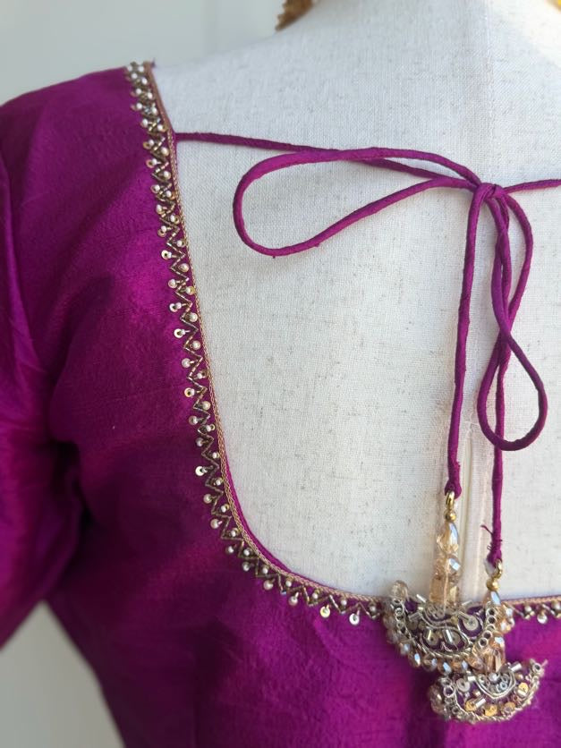 Raw Silk Embroidery Blouse | Saree Blouses in USA