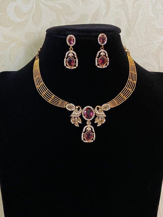 AD Pendant Kante Necklace With Earrings | Traditional Kante Necklace