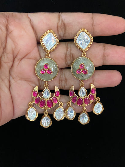 Semi Precious  Kundan Earrings