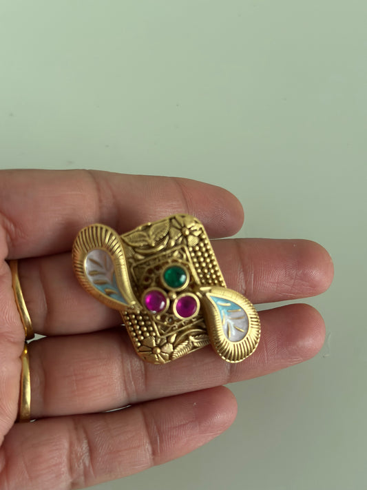 Antique Finger Ring | Kundan Menakari Finger Ring